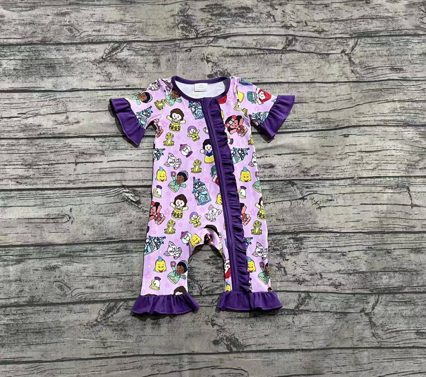 SR2870  Baby Infant Girls Cartoon Princess Zip Rompers D 4.12