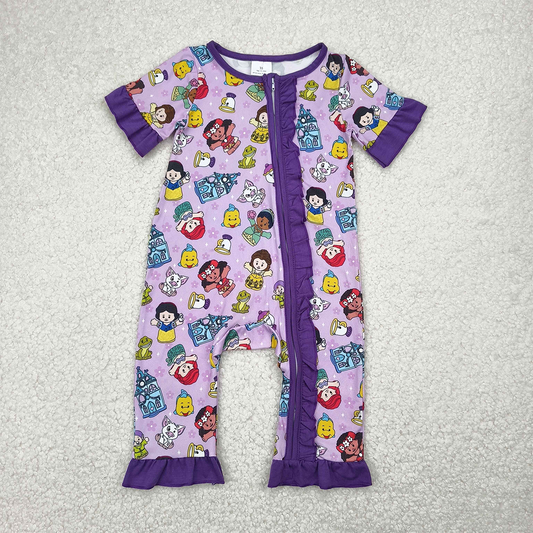 SR2870  Baby Infant Girls Cartoon Princess Zip Rompers D 4.12