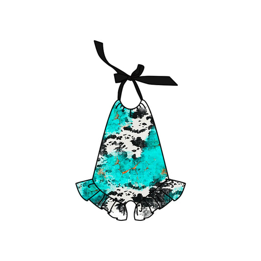 presale SR3074 Baby Girls Black Strap Cow Print One Piece Swimsuits  D 4.9