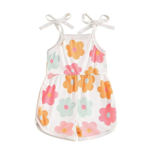 presale SR3102  Baby Girls Strap Colorful Flowers Summer Jumpsuits  D 5.6