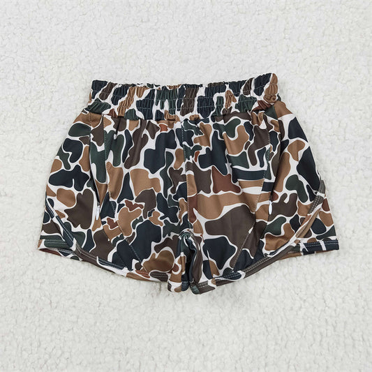 SS0465 Baby Girls Dark Brown Camo Yoga Shorts Bottoms  D 5.22