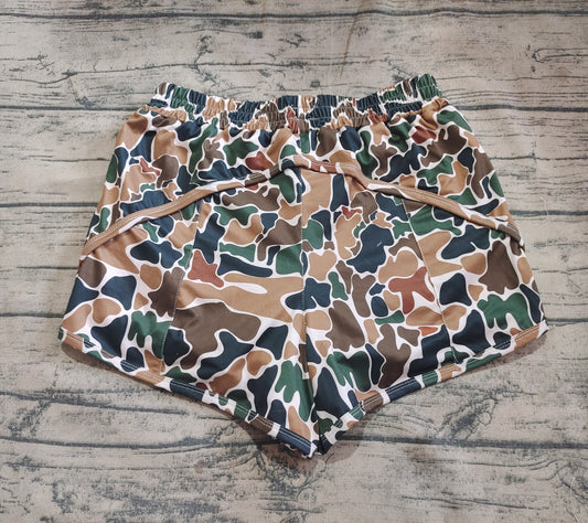 SS0469 Adult Women Dark Brown Camo Yoga Summer Shorts  D 4.11