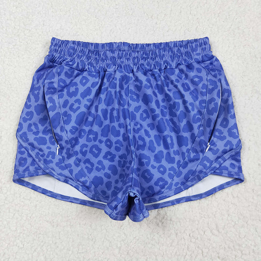 SS0470  Adult Women Purple Leopard Yoga Summer Shorts D 4.11