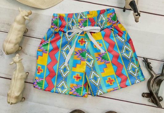 presale SS0597 Baby Boys Colorful Aztec Summer Pockets Shorts Bottoms  D 4.4
