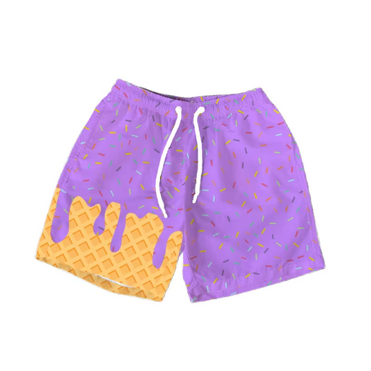 presale SS0621  Baby Girls Purple Ice Cream Drip Summer Shorts Bottoms D 6.10