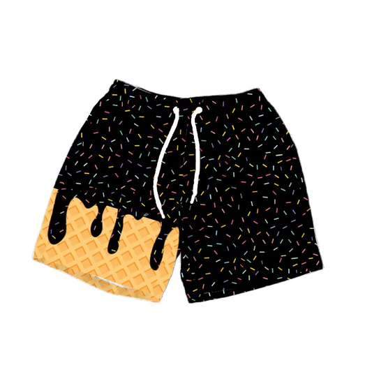 presale SS0624  Baby Girls Black Ice Cream Drip Summer Shorts Bottoms D 6.10