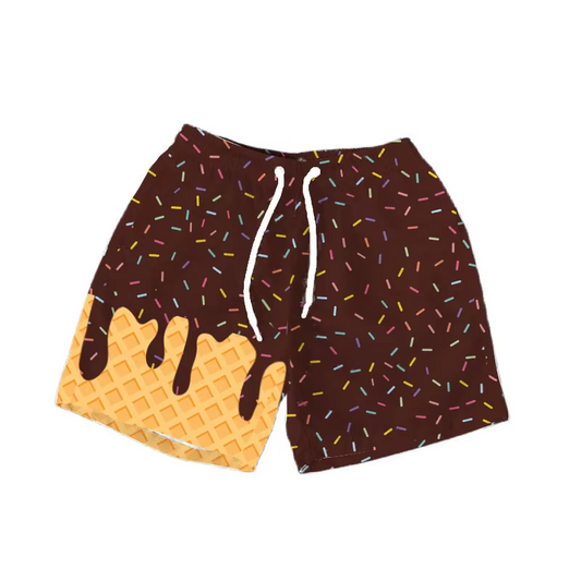 presale SS0626  Baby Girls Brown Ice Cream Drip Summer Shorts Bottoms D 6.10