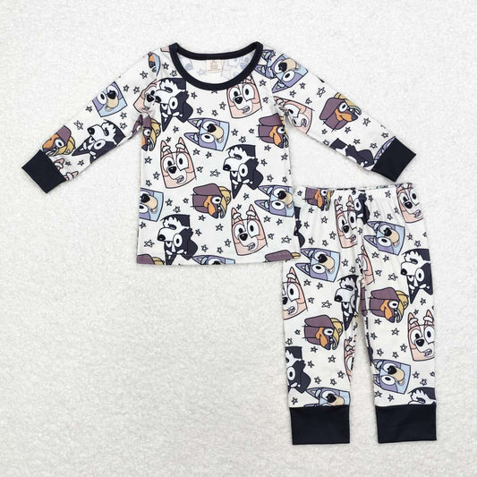 BLP0561 Bamboo cartoon Five-pointed star beige long-sleeved long-pants pajama set