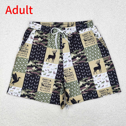 S0466 Adult men's elk duck camouflage plaid swimming trunks