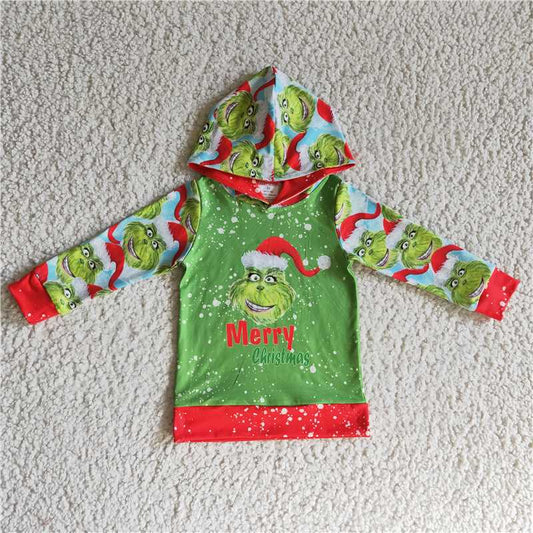 6 A19-19 Merry Christmas Green Long Sleeve Hoodie
