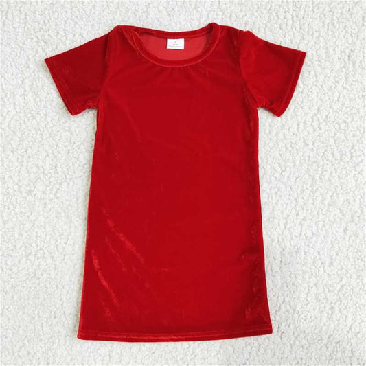 B16-4 RED COLOR VELVET DRESS