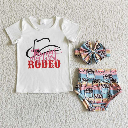 GBO0023 Girls White Short Sleeve Color Yellow Pink Blue Briefs Suit with bow