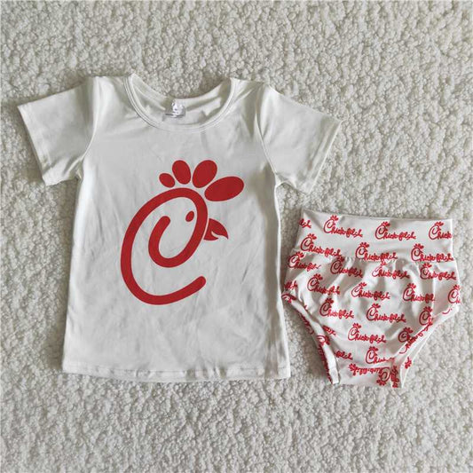 B17-15 Girls Short Sleeve  Circle Thong Set