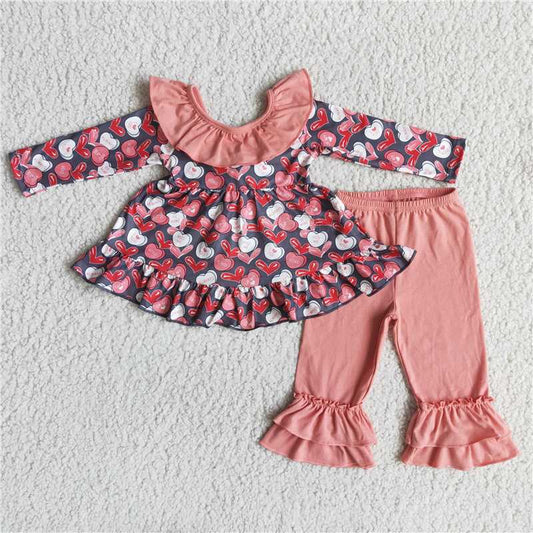 6 B7-25 Valentine's day bow top pink trousers