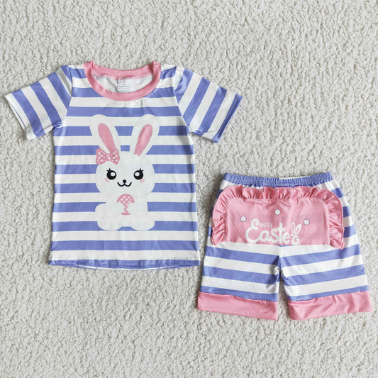 E7-17  Pink Rabbit Blue Stripes Suit
