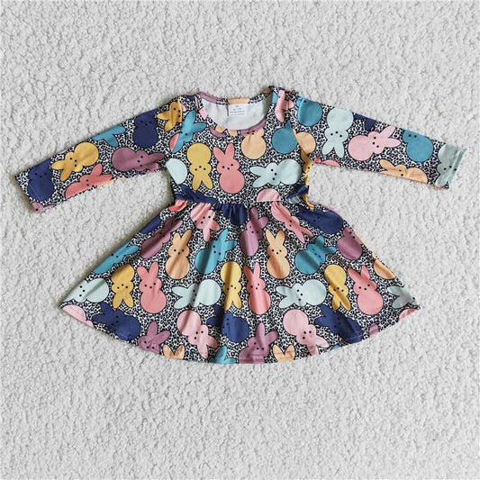 6 A28-20 Easter Color Rabbit Long Sleeve Skirt