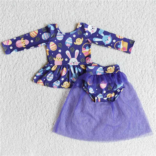 6 A29-29  EASTER CUTE BUNNY EGG TULLE BUMMIES SET
