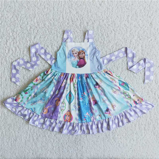 C3-16 New summer cartoon purple polka dot skirt