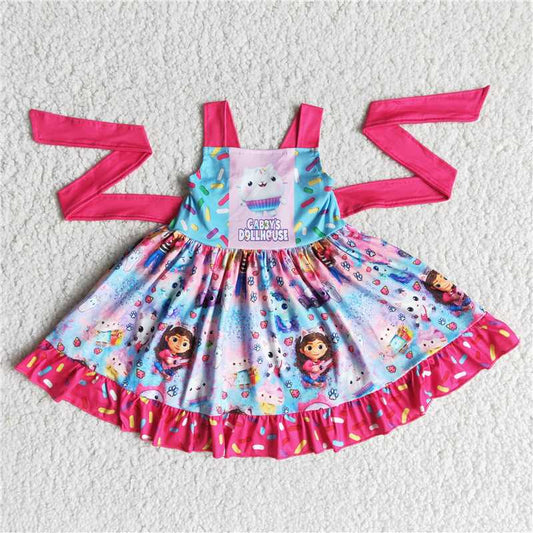 E14-2 New summer Pink Paneled Strap Dress