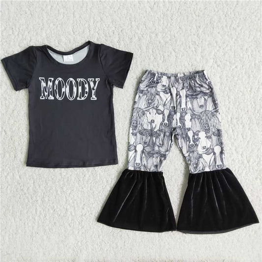 C4-15 Black Top Short Sleeve Bull Tau Pants Set