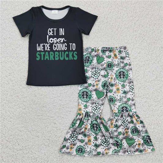 GSPO0391 Girls GET IN LOSER letter short-sleeved trousers