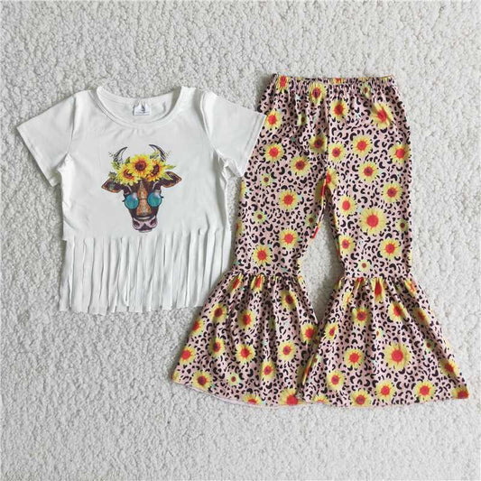 C4-2 Sunflower Glasses Bull Head Fringe Top Set