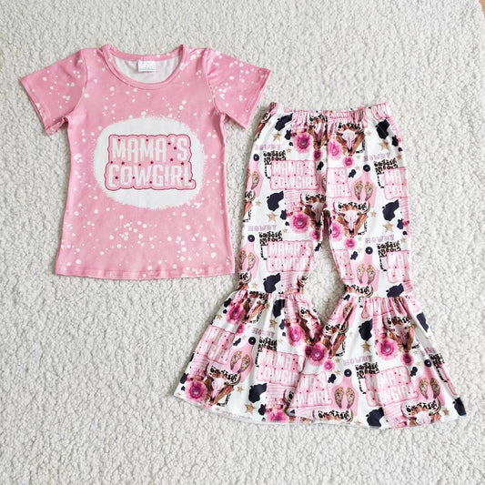 B7-28   short sleeve flared pants suit