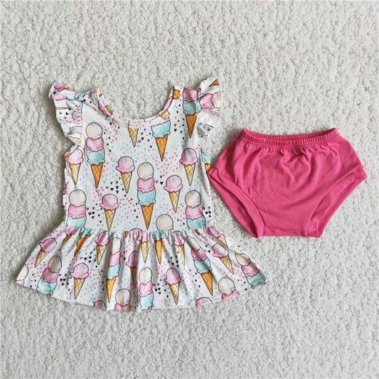 A16-22 ice cream top rose red pants thong