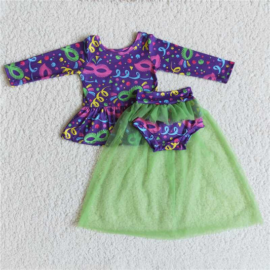 6 A21-1 MARDI GRAS BUMMIES SET WITH TULLE