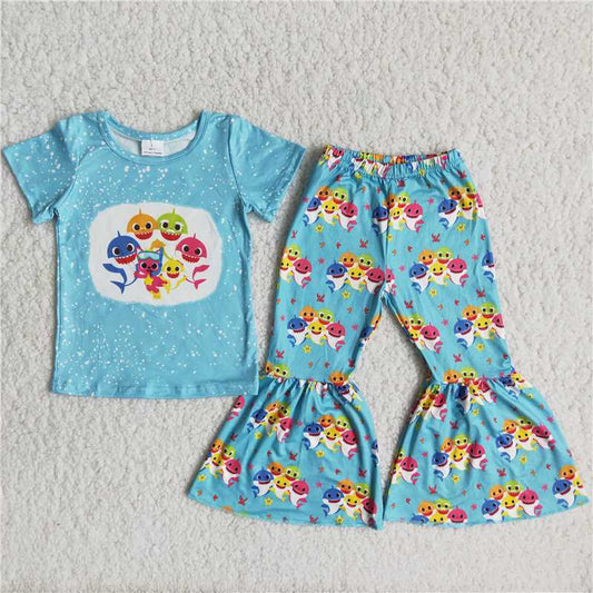 B18-14 Girls Shark Pants Set