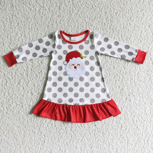 6 A13-14 Christmas Head Grey Polka Dot Long Sleeve Skirt
