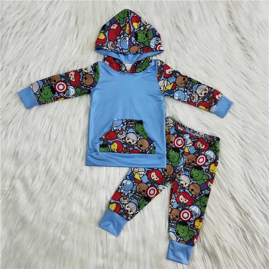 6 B9-37 boy cartoon hoodie long sleeve trousers