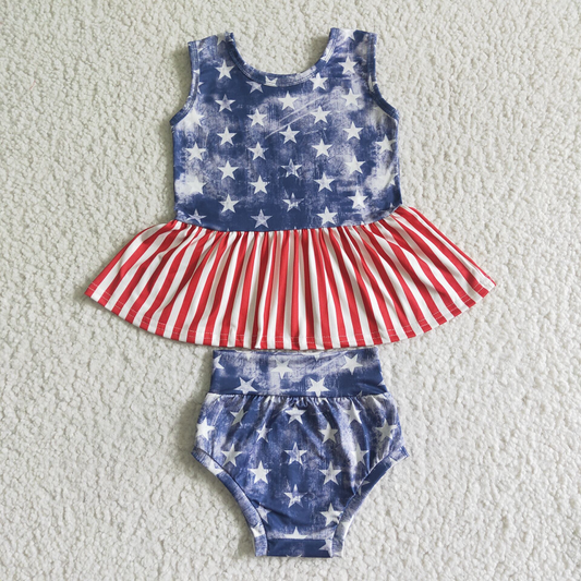 A12-12 National Day star red and white striped top thong