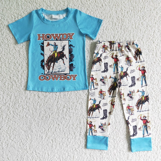 BSPO0004 Denim Riding Blue Short Sleeve Pants Set