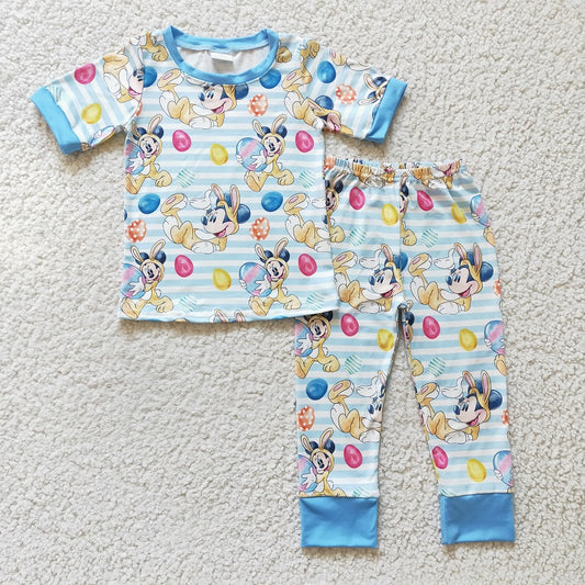 BSPO0048 Baby Boys Cartoon Easter Egg Short Sleeve Trousers Suit