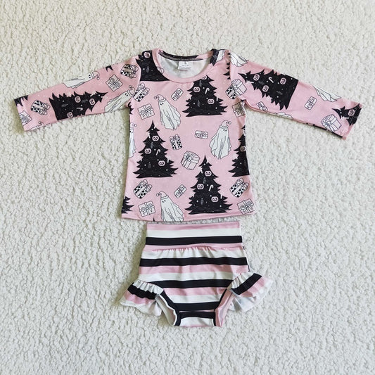 GBO0051 Halloween Ghost Tree Long Sleeve Briefs Set