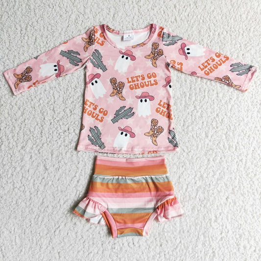 GBO0053 Baby girls  Ghost Cactus Long Sleeve Briefs Set