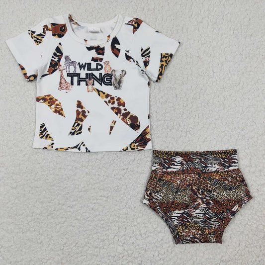 GBO0096 WILD THING leopard print short-sleeve briefs set