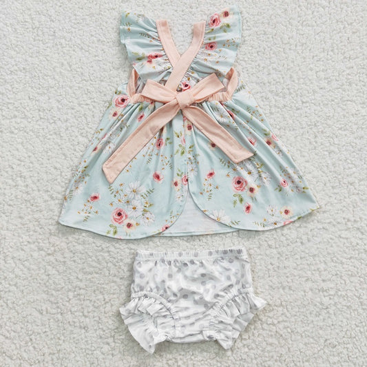 GBO0115 toddler girl clothes spring summer floral shorts set