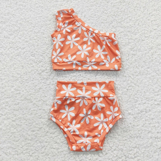 GBO0118 White Flowers Orange Single Sleeve Bummies  Set