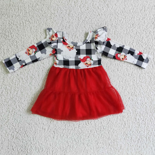 GLD0121 CHRISTMAS SANTA TULLE DRESS