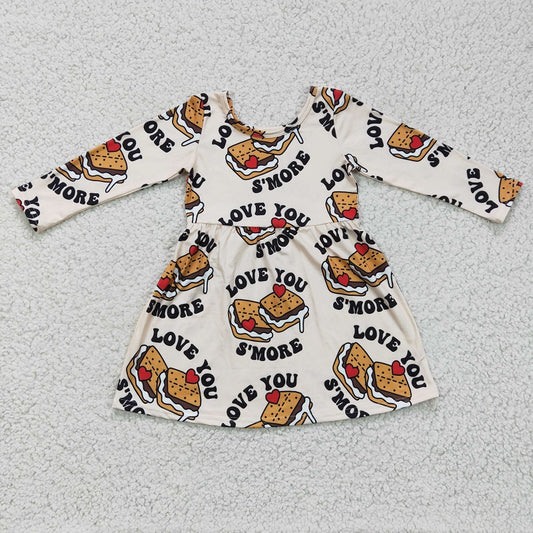 GLD0168 Girls Valentine's Day love you cake long sleeve dress