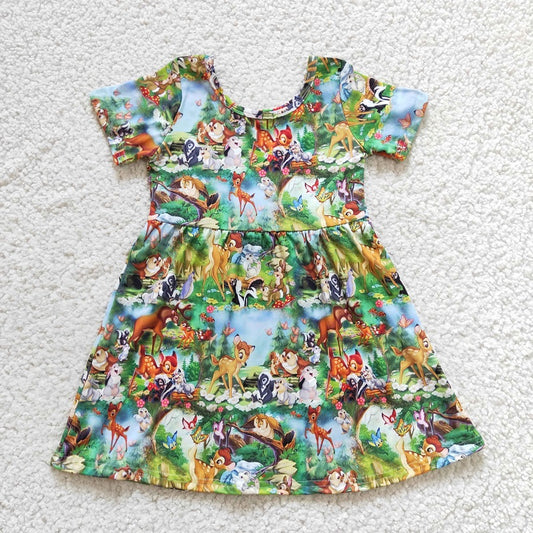 GSD0179 girls fawn short sleeve dress