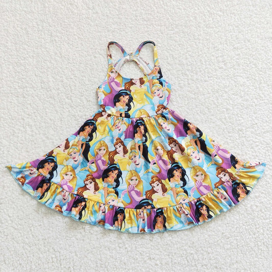GSD0282  Cartoon princess yellow suspender dress
