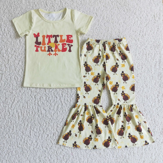 GSPO0174 Thanksgiving Turkey Short Sleeve Pants Set