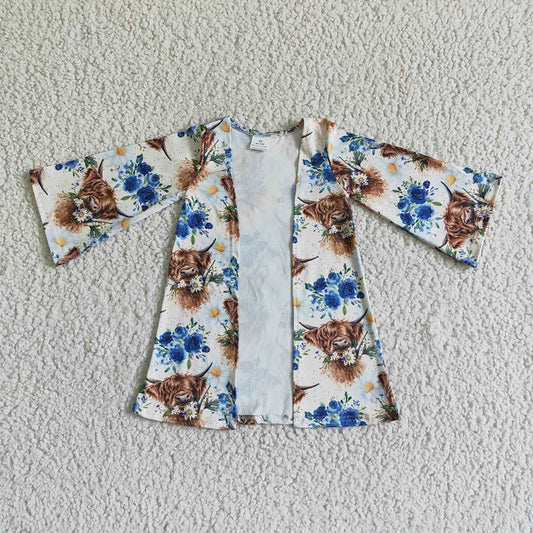 GT0005 Girls Alpine Cow Flower Long Sleeve Jacket