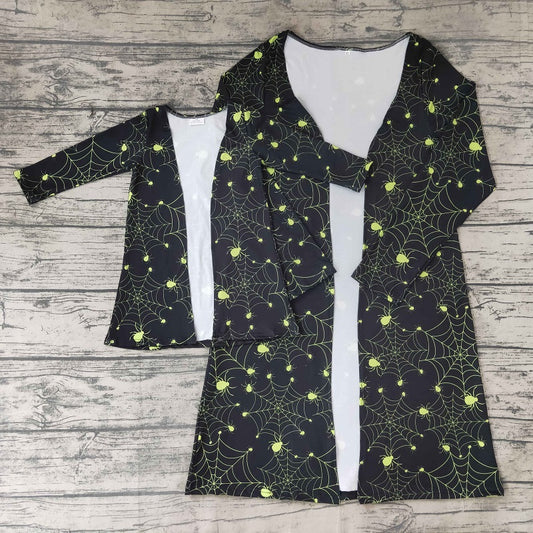 GT0047 Adult Girls Halloween Spider Web Long Sleeve Cardigan Jacket parent-child wear