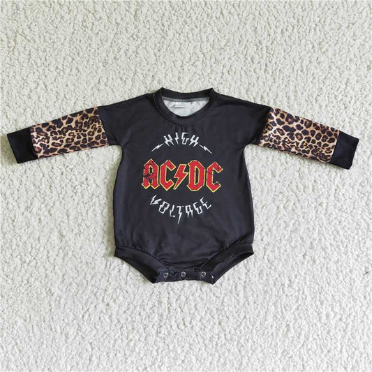 LR0013 Black Leopard Print Long Sleeve Bodysuit