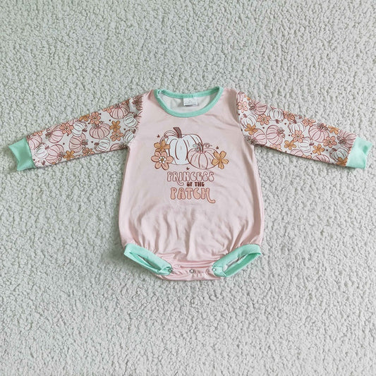 LR0092 Pumpkin Blossom Long Sleeve Bodysuit Romper