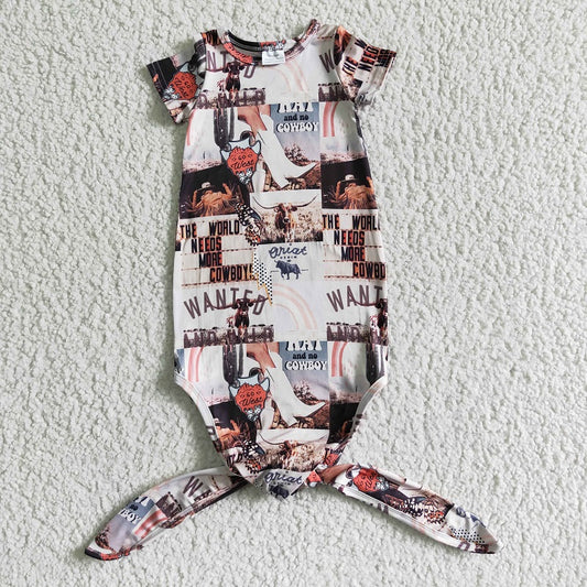 NB0009  Baby Alpine Cow Lace-Up Nightgown